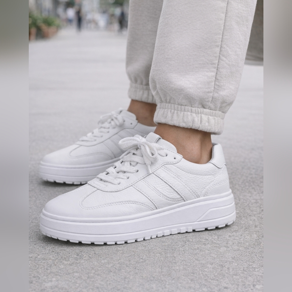 PS Poelman Anemone White Leather Platform Sneakers Women’s US 10 EU 41